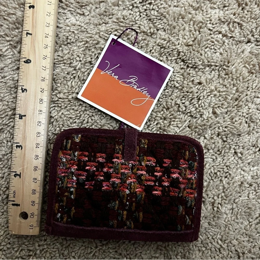 Vera Bradley Woven Tweed Mini Notebook Holder Red Maroon 3.5”x5 NWT